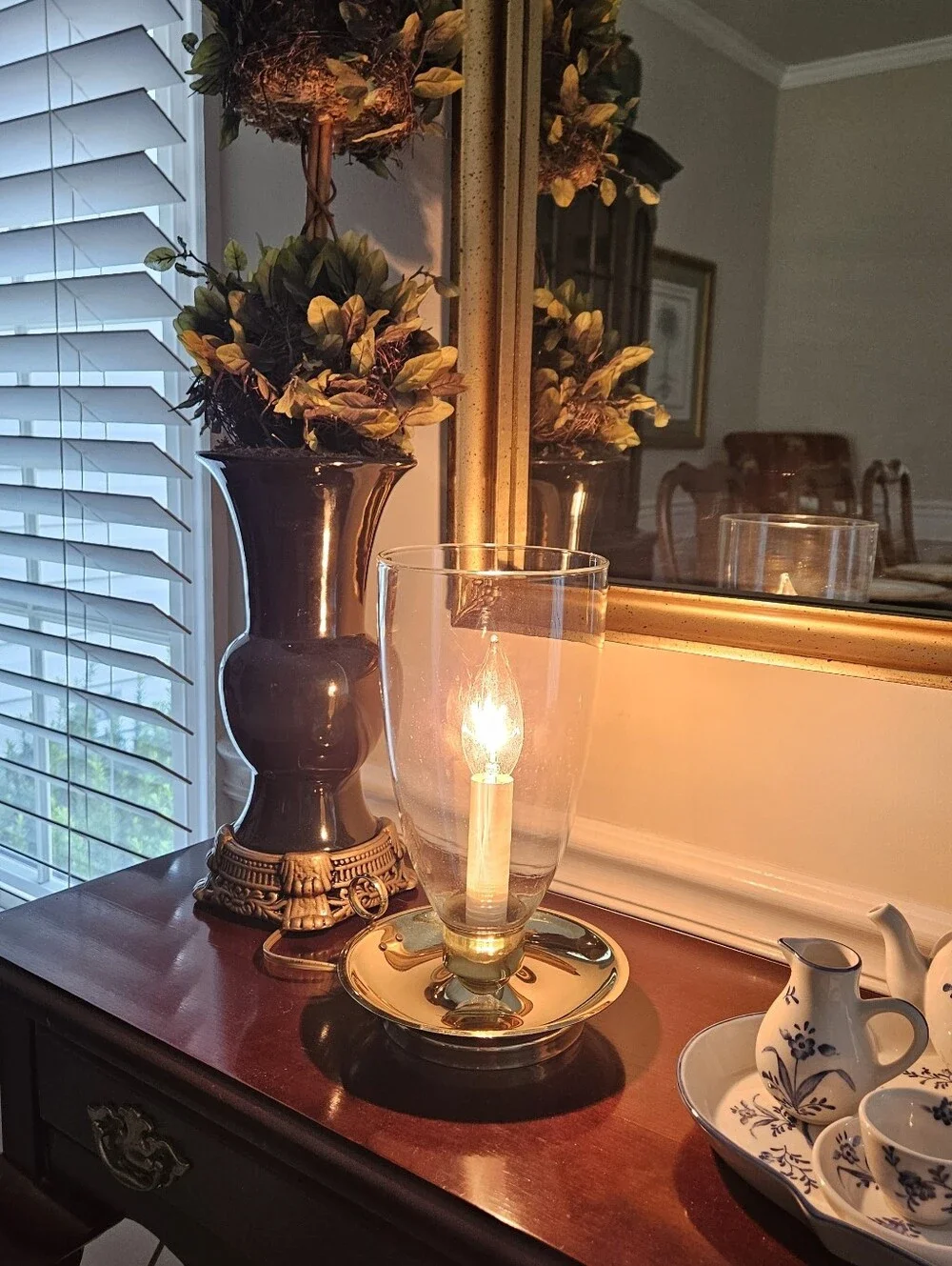 Vintage Brass Hurricane Candle Lamp 10